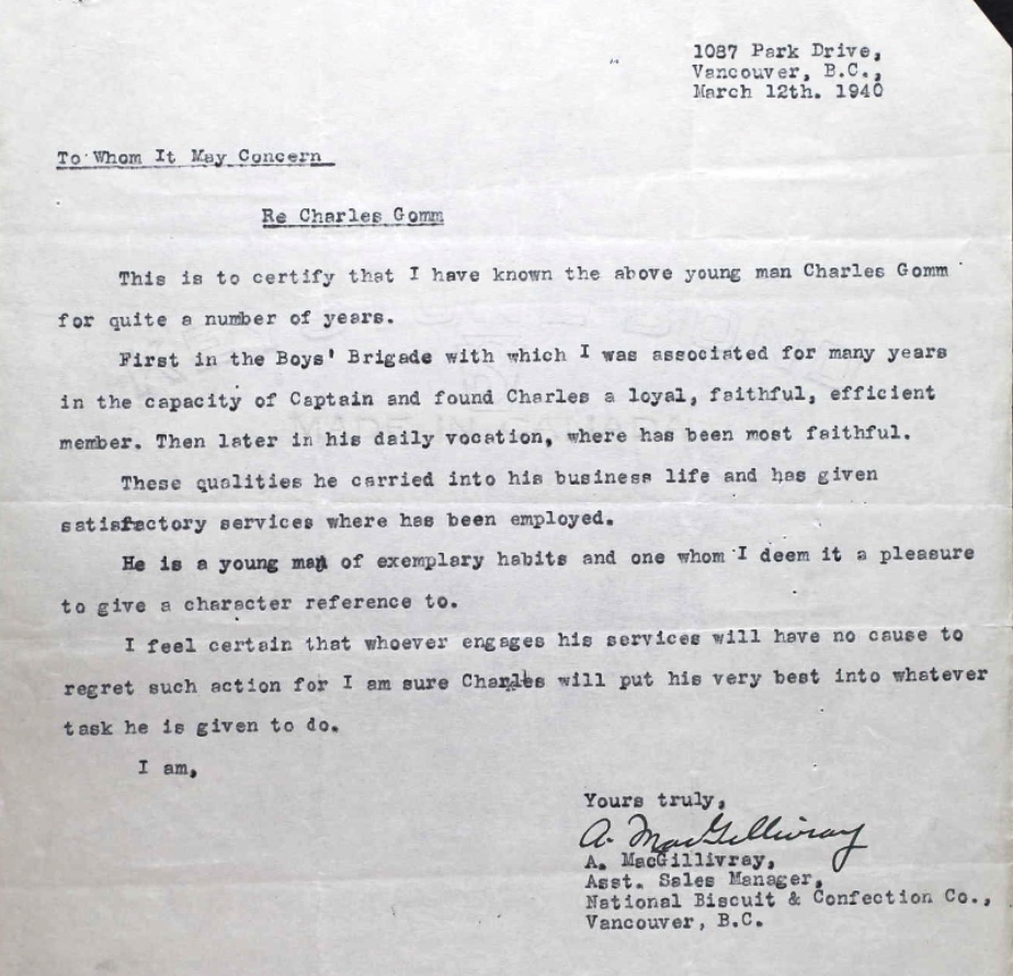 Letter of recommendation