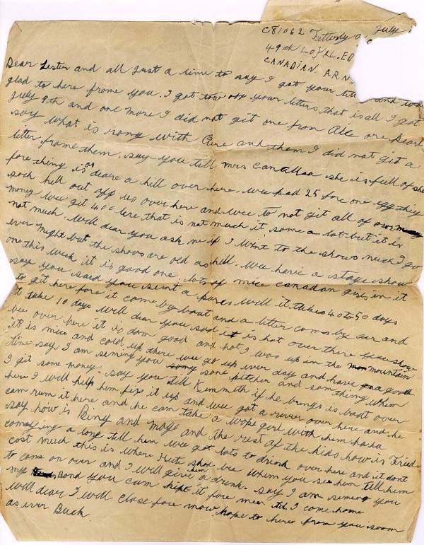 Letter from Albert - July