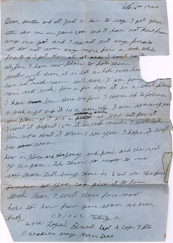 Letter from Albert - August 16, 1944