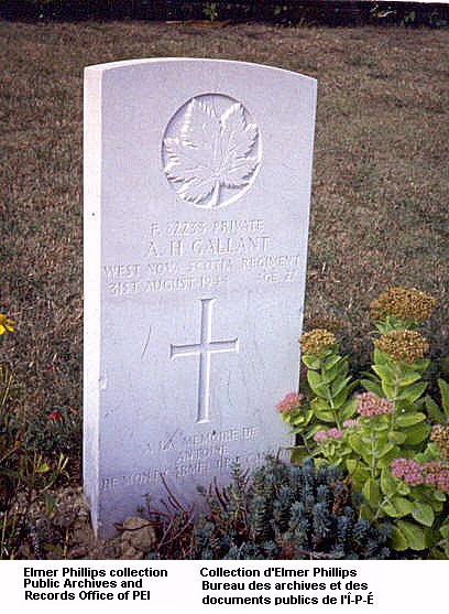 Grave marker for A.H. Gallant