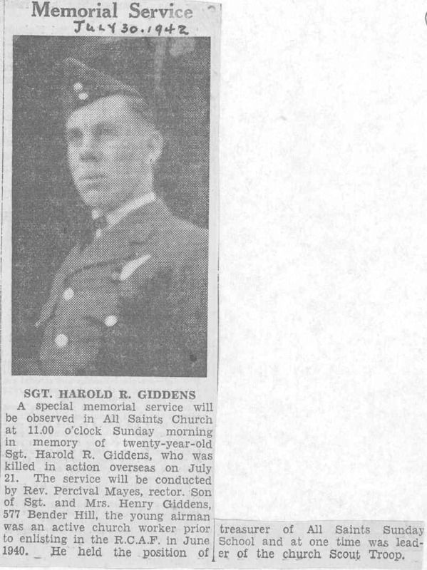 Photo of Harold Richard Giddens