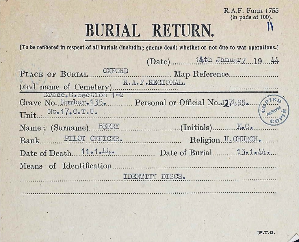 Burial Card