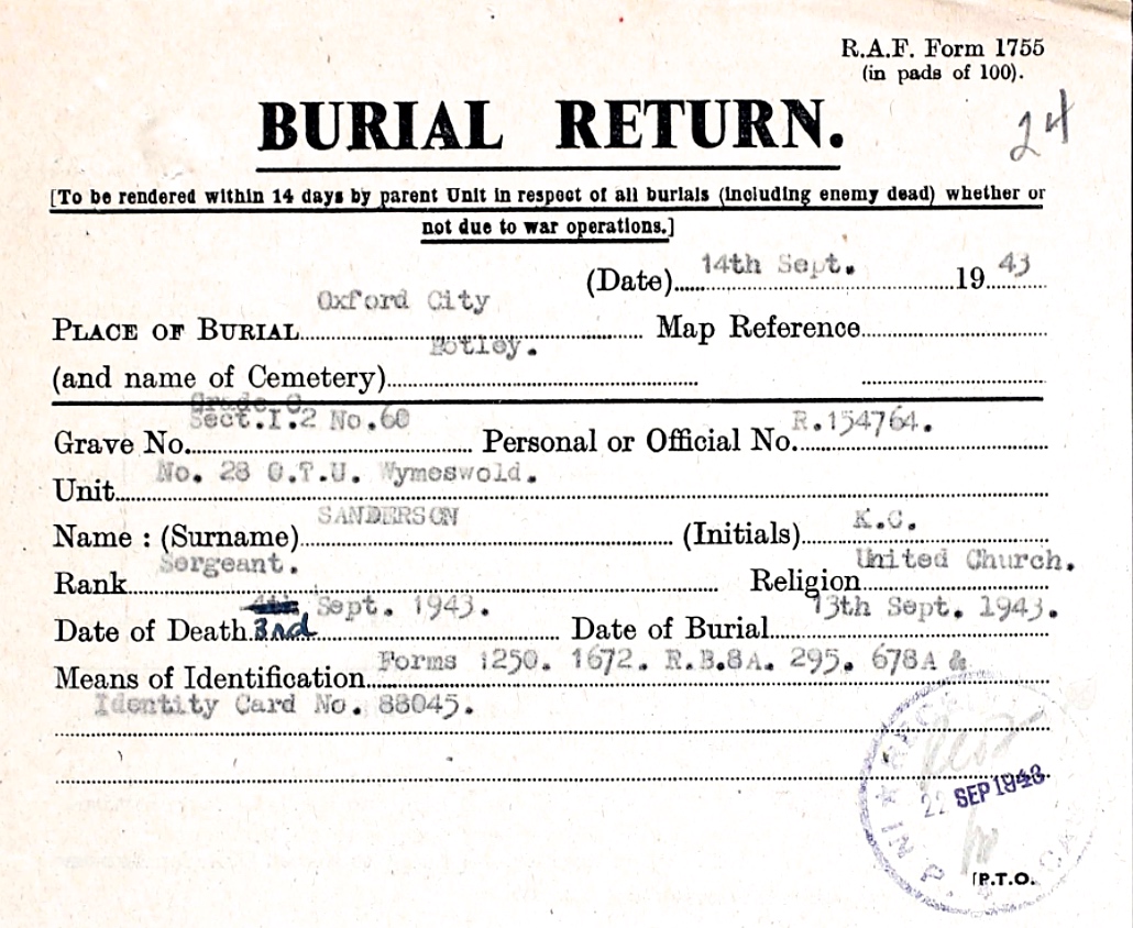 Burial Card