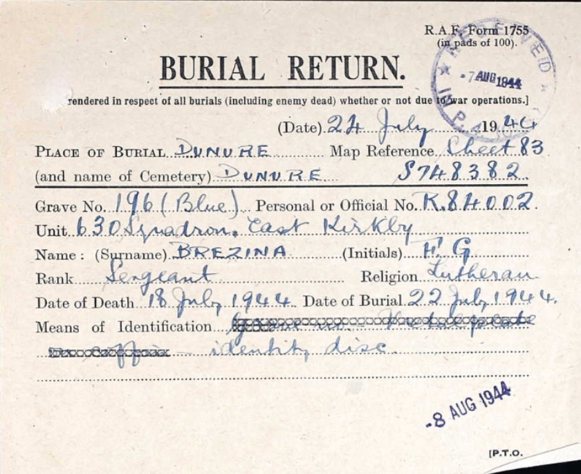 Burial Return Document
