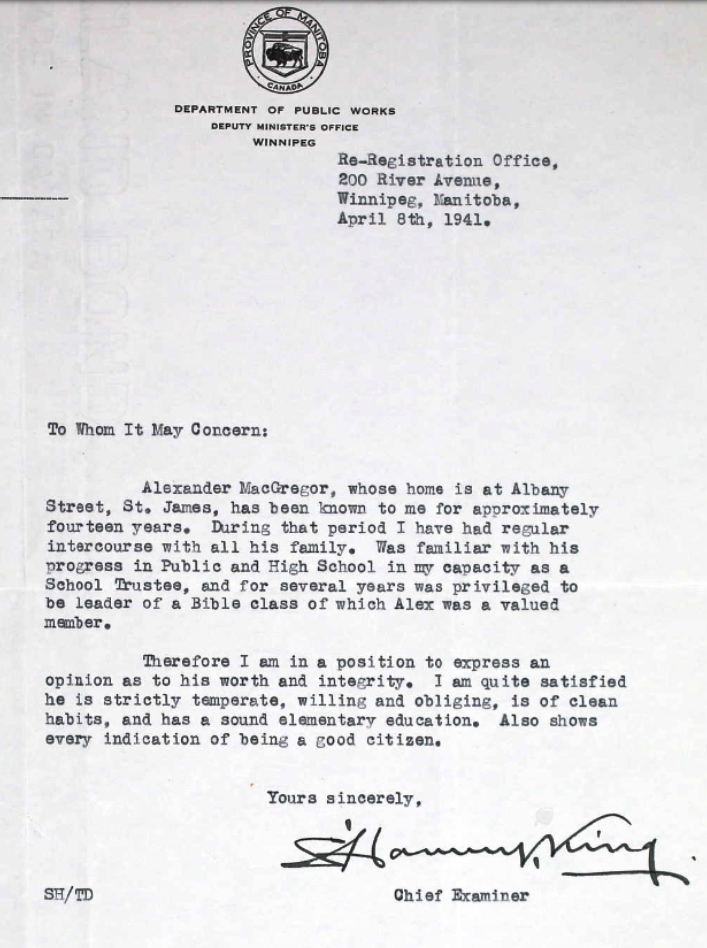 Letter of recommendation