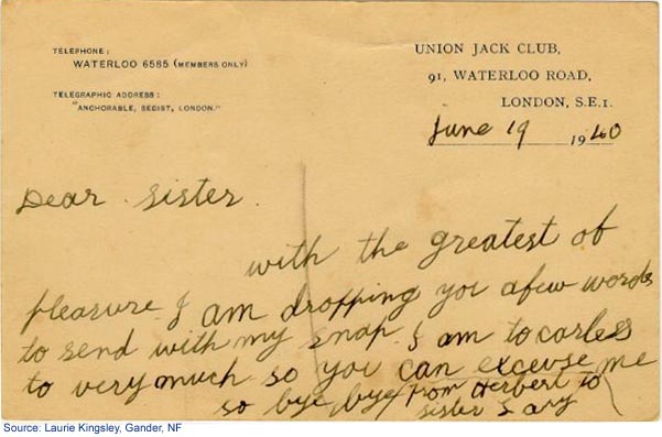 Back side of postcard mailed on June 19, 1940