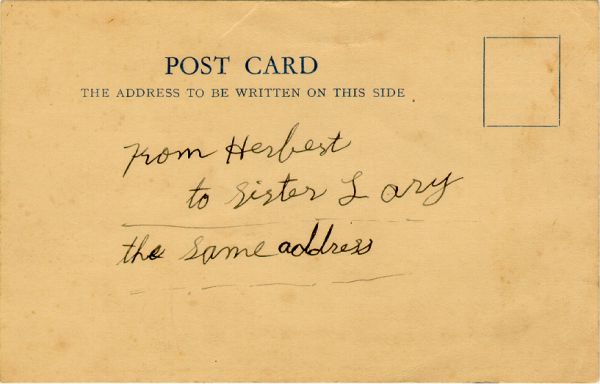 2nd post card that Herbert sent to his sister
