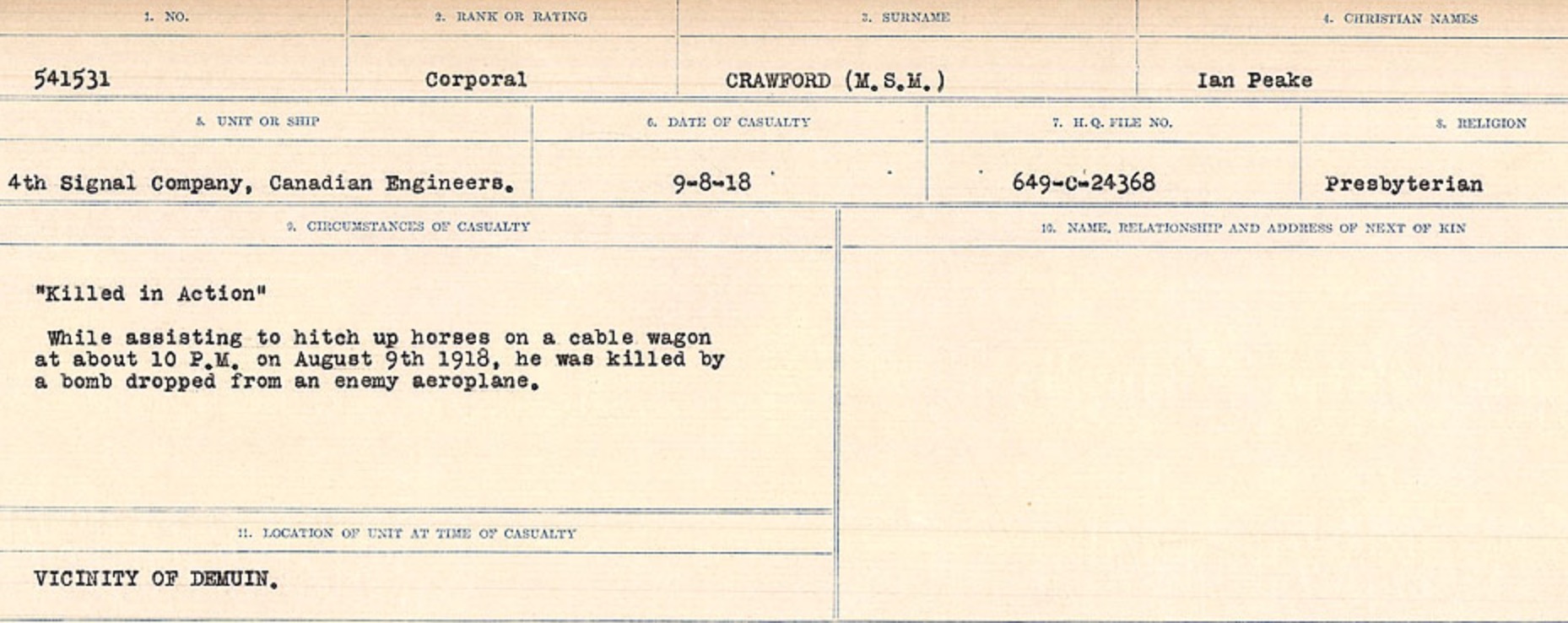 Circumstances of death registers