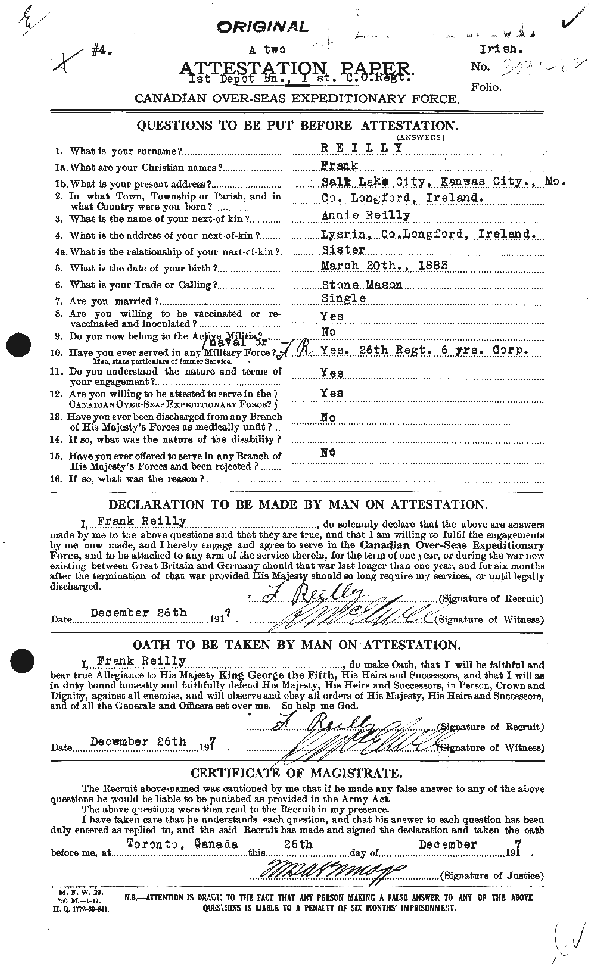 Attestation Paper (page 1)