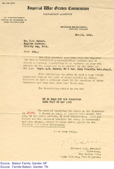 Request for headstone engraving