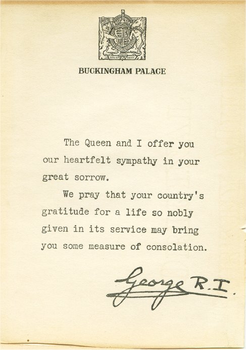 Letter from King George