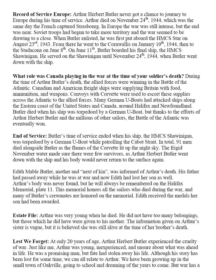 Oakville Remembers Biography (Page 2)