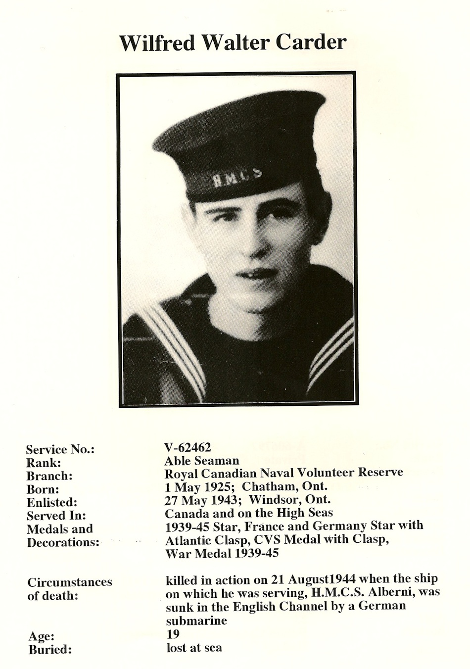 Photo of Wilfred Carder