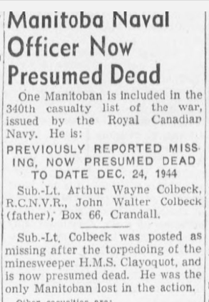 Photo of ARTHUR WAYNE COLBECK