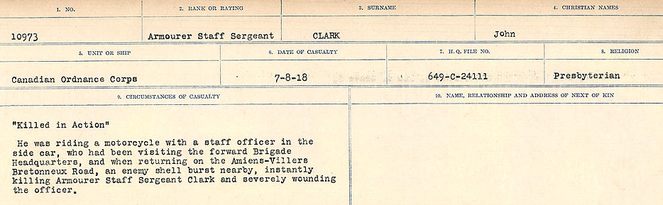 Registres de circonstances du décès
