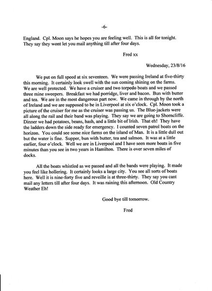 JOHN FREDERICK MORRIS DIARY PAGE 6