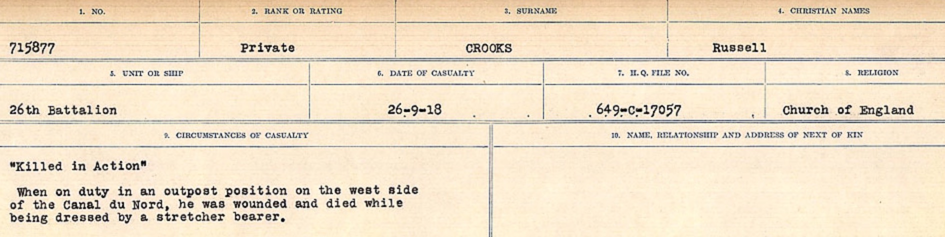 Circumstances of death registers