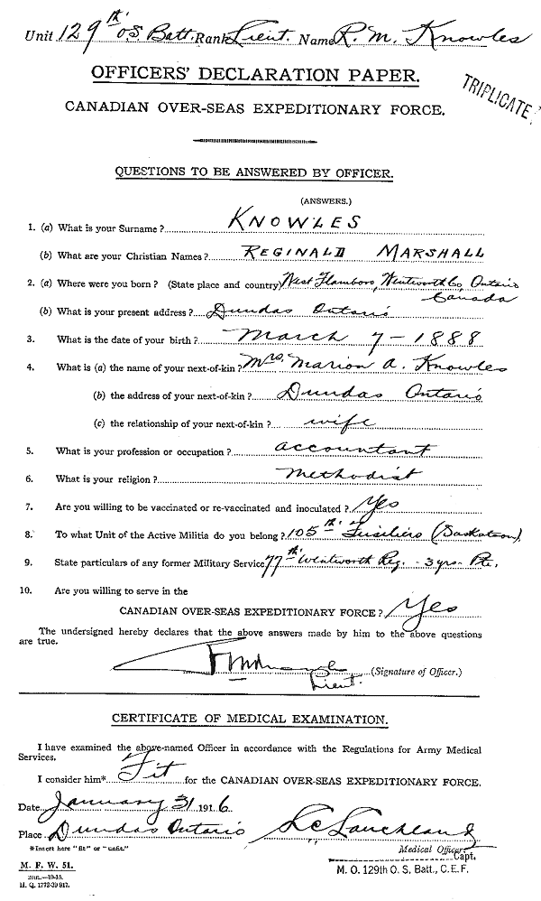 Attestation Paper ( front)