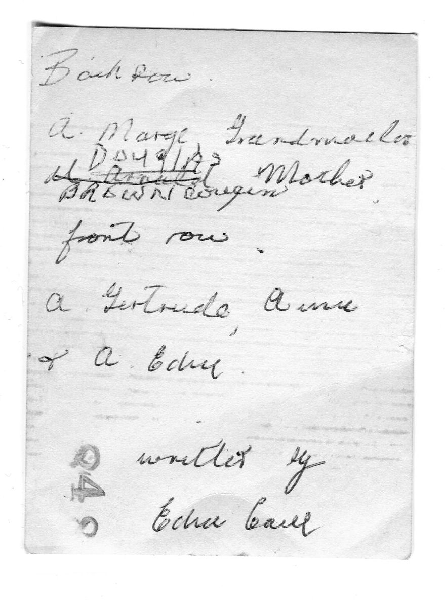 Reverse side of Family photo