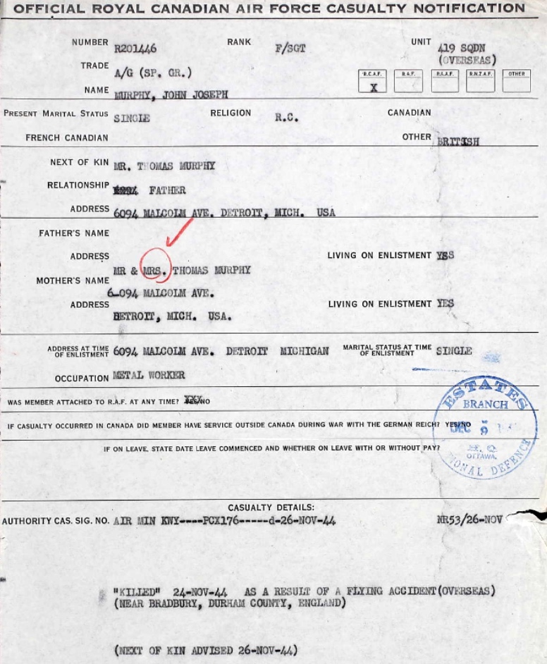 Notification of death