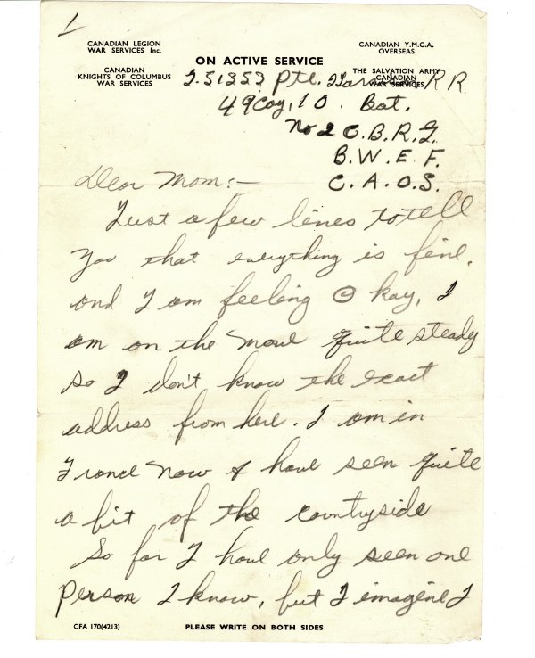 Letter to his Mother