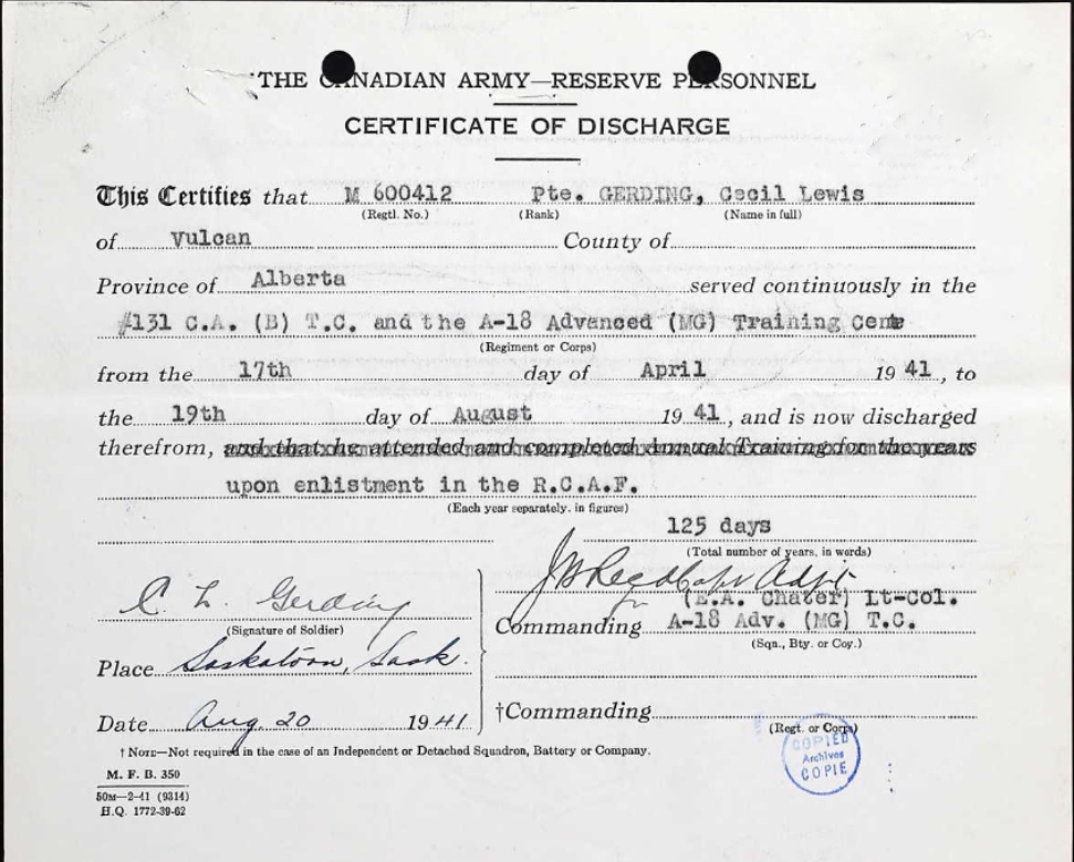 Certificate of discharge