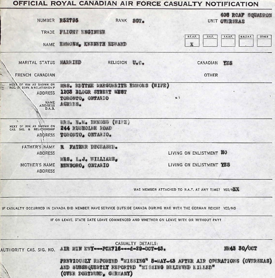 Casualty Notification Form