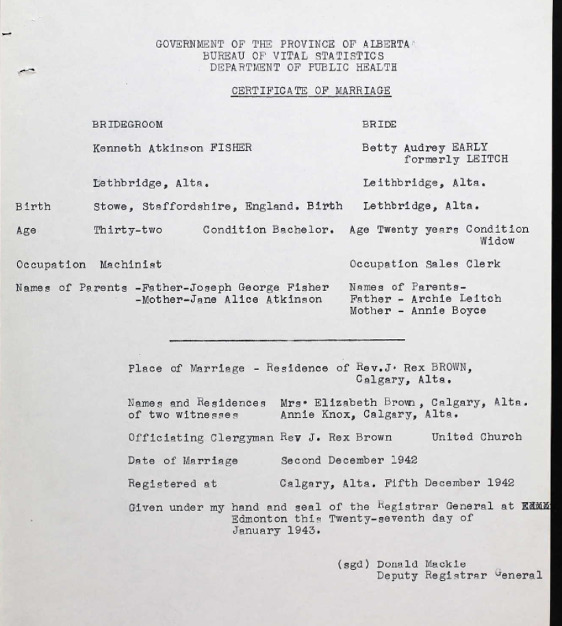 Marriage certificate