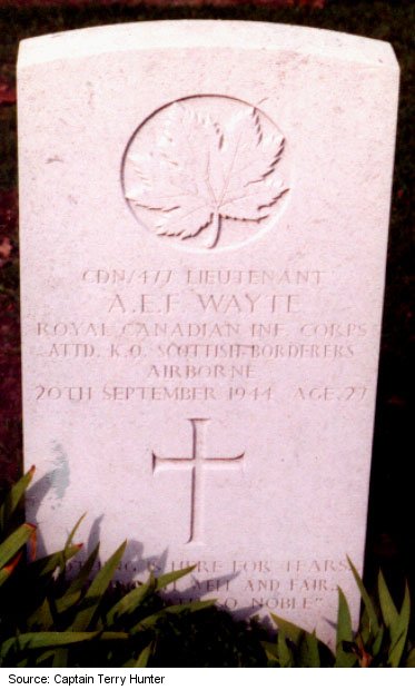 Grave marker for Albert Wayte