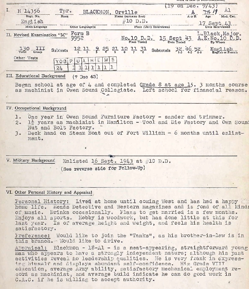 Personnel Selection Form
