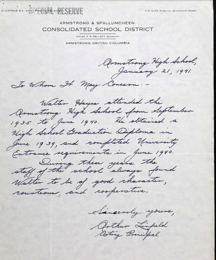 Letter of recommendation