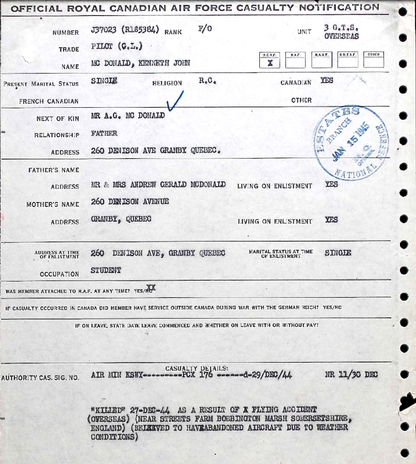 Notification of death