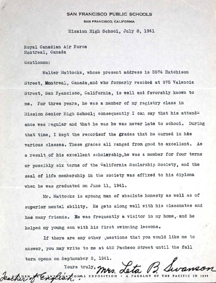 Letter of recommentation