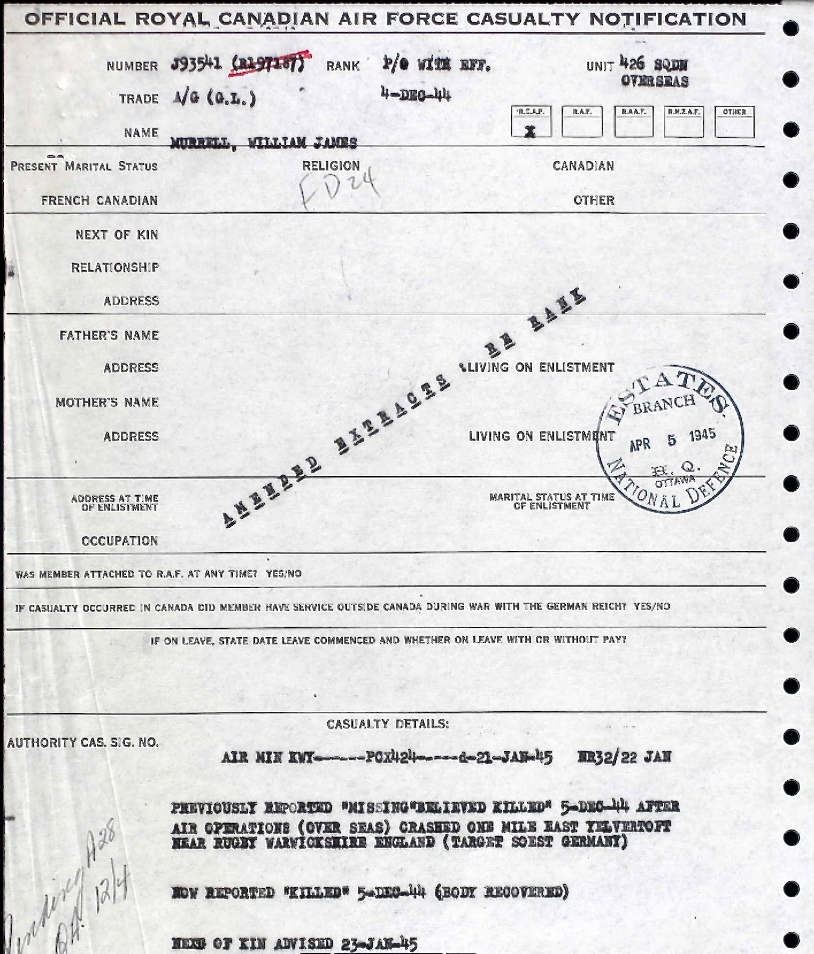 Notification of death