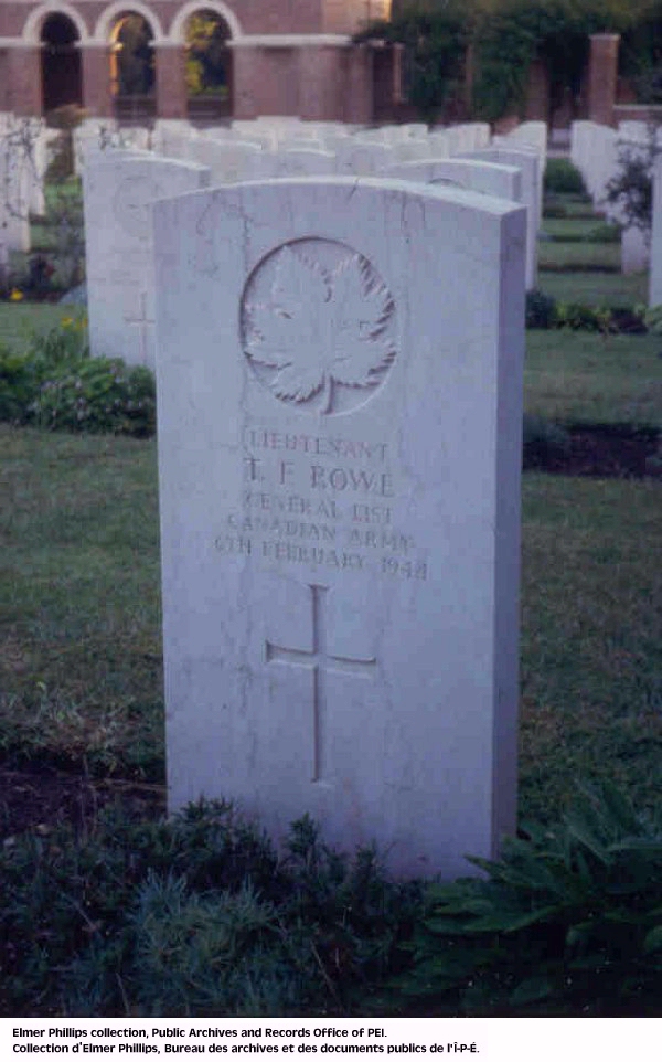 Grave marker for T.F. Rowe
