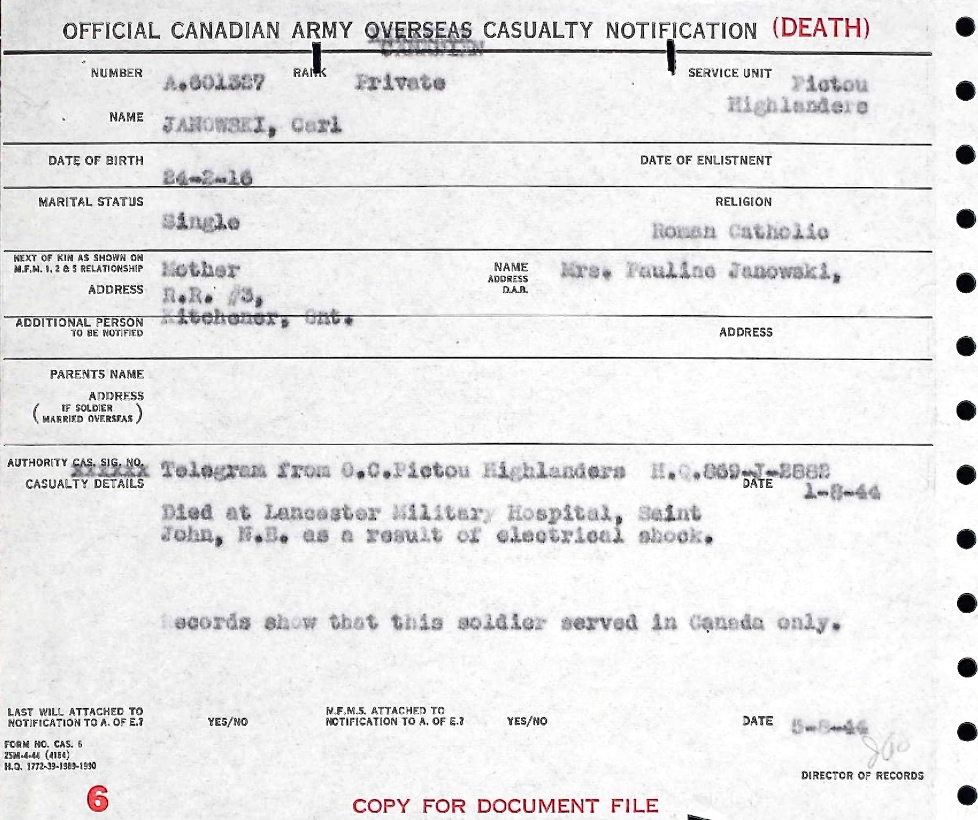 Notification of Death