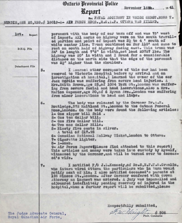 Ontario Police Report