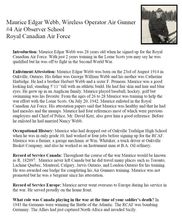 Oakville Remembers Biography