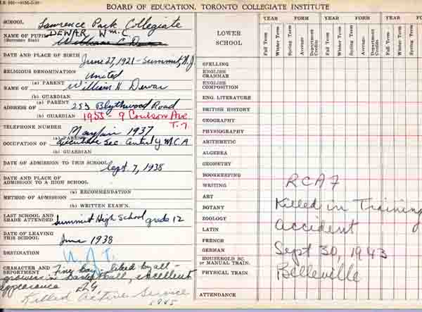 School Registration Card