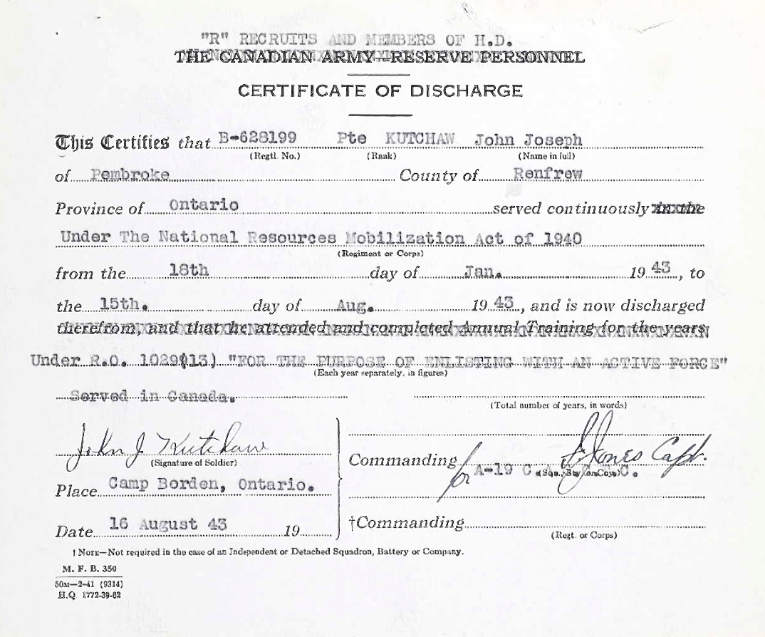 Discharge certificate