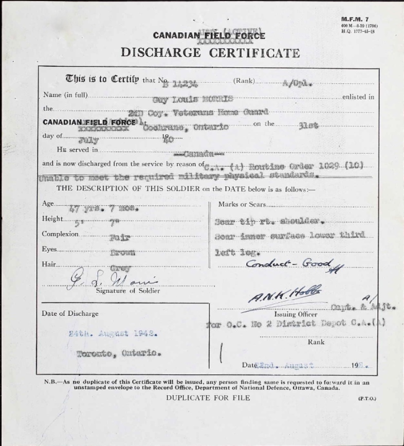 Discharge certificate