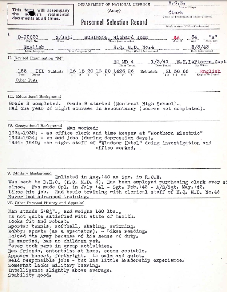 Personnel Selection Form