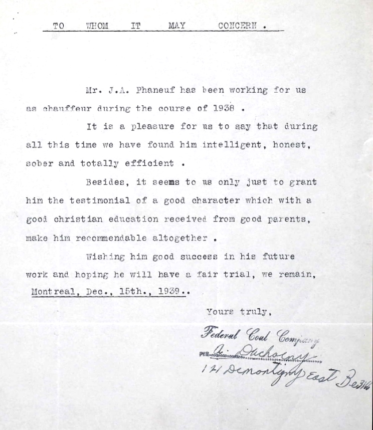 Letter of recommendation