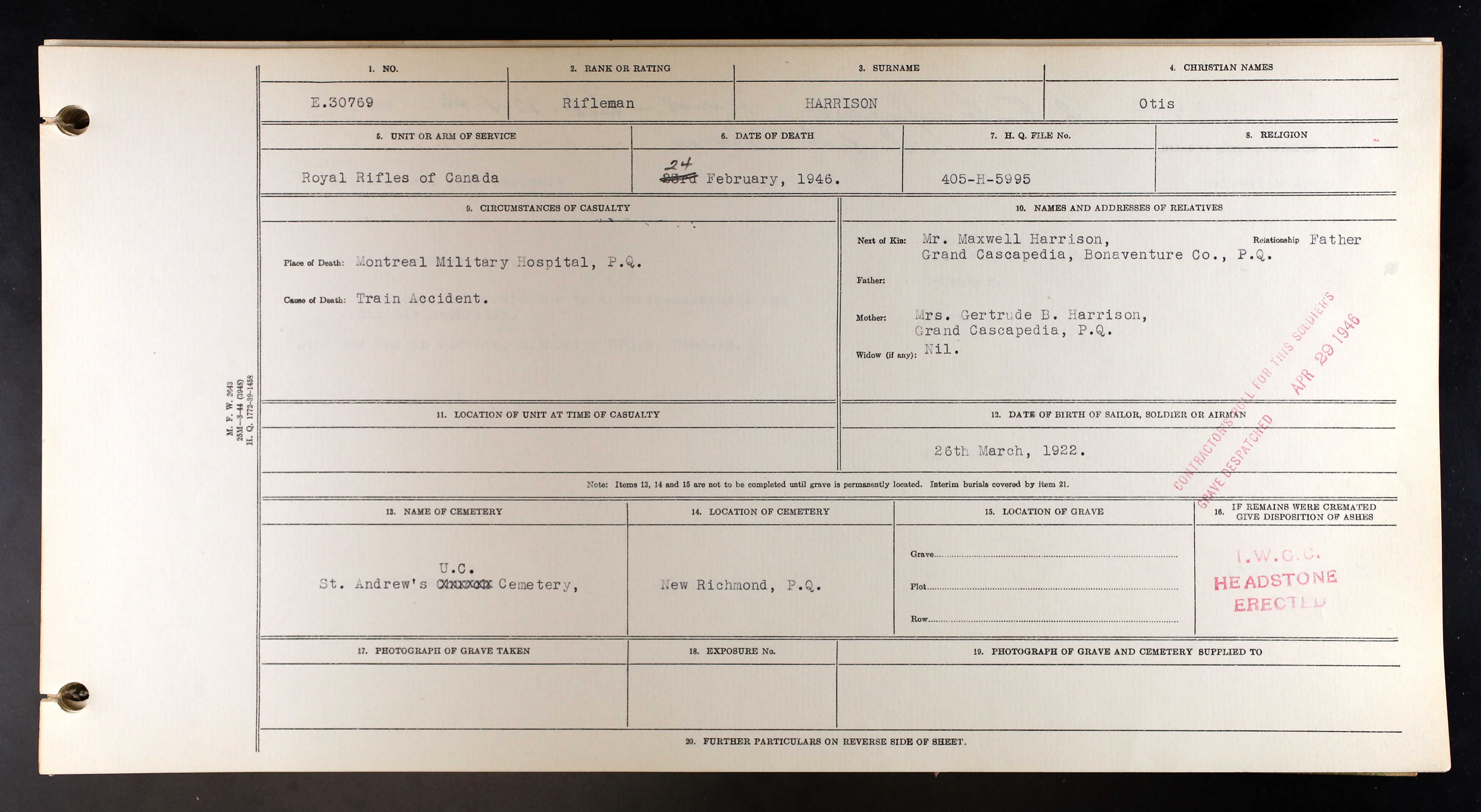 Circumstances of death