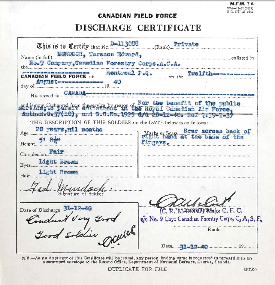 Discharge certificate