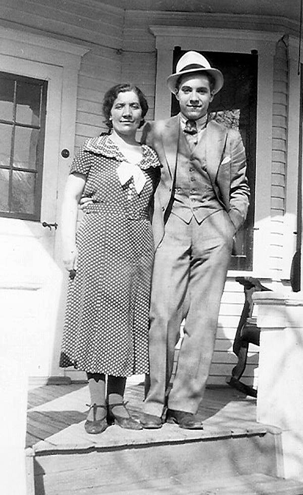 Posing with his mother