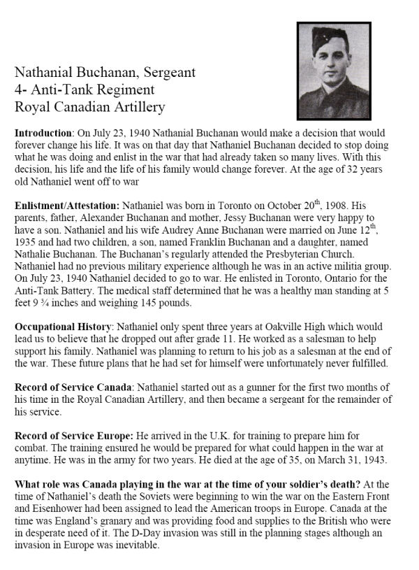 Oakville Remembers Biography