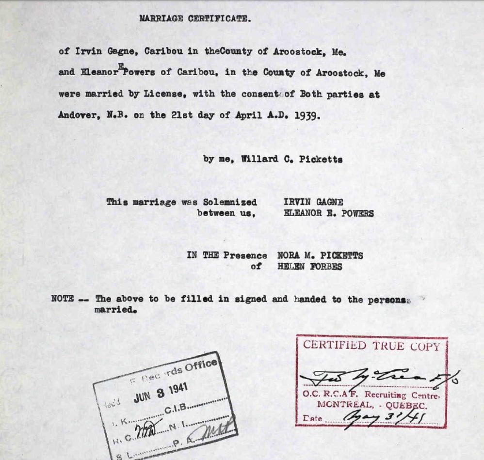 Marriage certificate