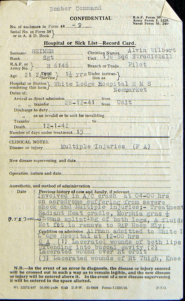 Sgt Reimers final medical