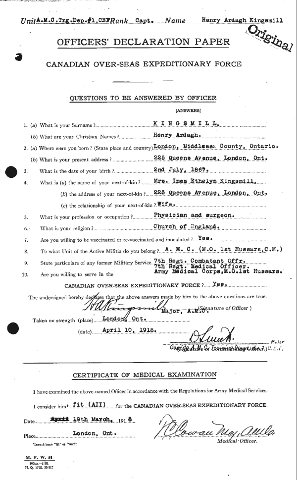 Officer's Declaration Paper